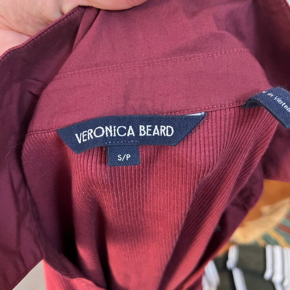 Veronica Beard Scottie Wine Ribbed Long Sleeve Button Down Top Small - Picture 5 of 5